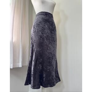 Gray Velvet Midi Skirt